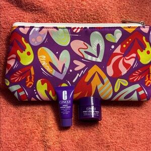 2 CLINIQUE Smart clinical repair wrinkle correcting eye cream & make-up bag